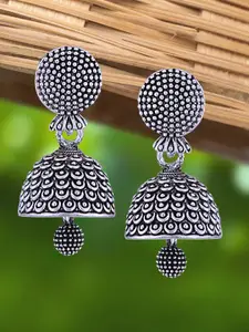 Anouk Rhodium-Plated Dome Shaped Oxidised Jhumkas