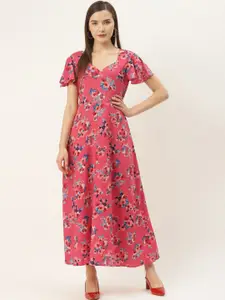DressBerry Women Floral Printed Flared Sleeve A-Line Dress