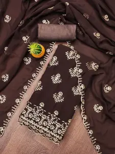 MANVAA Floral Sequinned Embroidered Organza Unstitched Dress Material