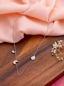 LIORA 925 Silver Jewellery Sterling Silver Rhodium Plated Moon & Droplet Pendant & Chain