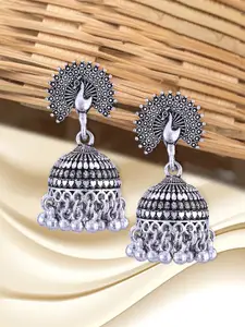Anouk Rhodium-Plated Dome Shaped Oxidised Jhumkas