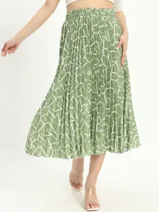 ZWERLON Printed A-Line Midi Skirt