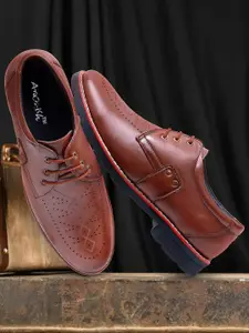 ARAMISH Men Lightweight Perforations Leather Derbys