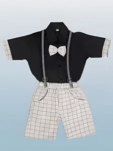 BAESD Boys Short Sleeves Pure Cotton Shirt With Trousers & Suspender