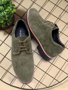 ARAMISH Men Perforations Round Toe Lace-Ups Derbys