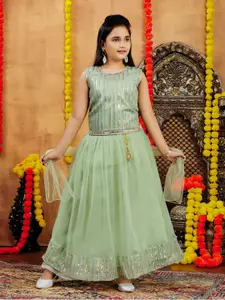 Aarika Girls Embellished Sequinned Net Ready to Wear Lehenga & Blouse With Dupatta