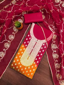 MANVAA Floral Woven Design Gotta Patti Organza Unstitched Dress Material