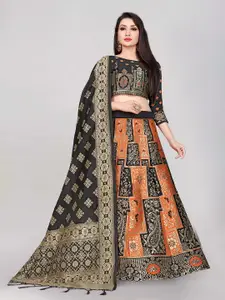 DIVASTRI Floral Woven Design Jacquard Semi-Stitched Lehenga & Unstitched Blouse & Dupatta