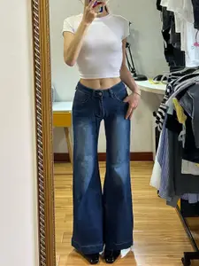 StyleCast Women  Leg Mid-Rise Heavy Fade Jeans