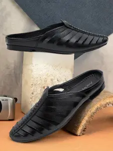 ARAMISH Men Perforations Leather Mojaris