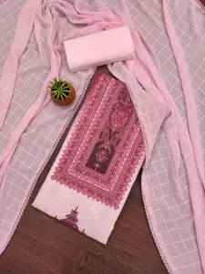 MANVAA Floral Embroidered Cotton Unstitched Dress Material