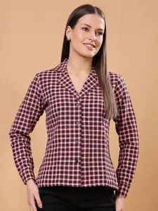 Moda Rapido Women Classic Gingham Checks Semi Sheer Checked Formal Shirt