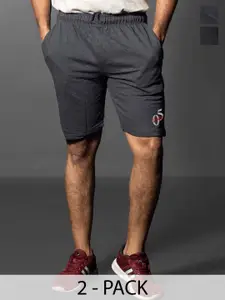 Moda Rapido Men Pack Of 2 Typography Printed Regular Fit Mid-Rise Shorts