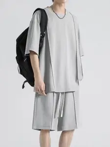 StyleCast Grey Round Neck T-Shirt With Shorts