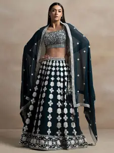 FABPIXEL Embroidered Georgette Semi Stitched Lehenga With Choli With Dupatta