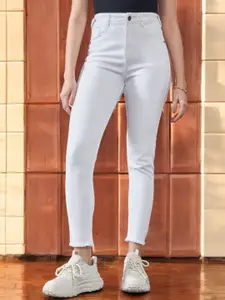 DOLCE CRUDO Women Skinny Fit High-Rise Light Fade Stretchable Jeans