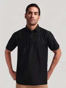 Moda Rapido Men Self Design Polo Collar Cotton T-shirt