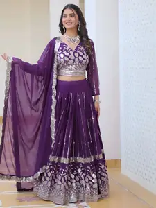 BAESD Embellished Sequinned Semi-Stitched Lehenga & Unstitched Blouse With Dupatta
