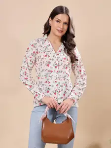 Moda Rapido Women Classic Floral Semi Sheer Printed Formal Shirt
