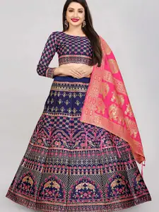 DIVASTRI Woven Design Jacquard Semi-Stitched Lehenga Choli With Banarasi Dupatta