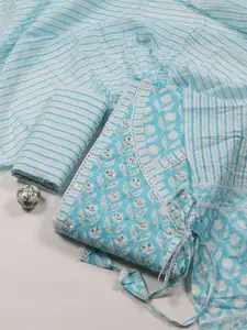 Meena Bazaar Floral Embroidered Sequinned Cotton Unstitched Dress Material