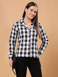 Moda Rapido Women Classic Shepherd Checks Semi Sheer Checked Formal Shirt