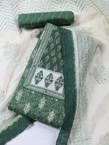 Meena Bazaar Floral Printed Mirror Work Cotton Unstitched Dress Material