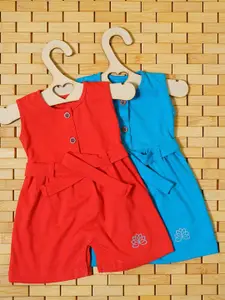 THE MAPLES FASHION Girls Pack of 2 Hosiery Cotton Knee Length  Dress