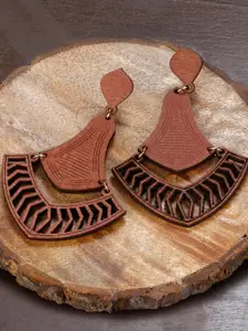 Priyaasi Wooden Teardrop Shaped Drop Earrings