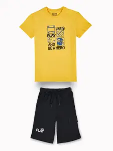 Gini and Jony Boys Printed Round Neck Pure Cotton T-shirt With Shorts