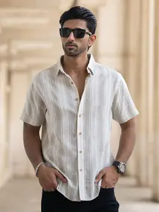 Powerlook Men Opaque Striped Casual Shirt