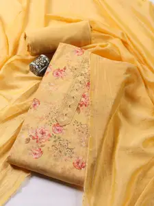 Meena Bazaar Floral Embroidered Sequinned Linen Unstitched Dress Material