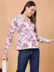 Moda Rapido Women Classic Floral Semi Sheer Printed Formal Shirt