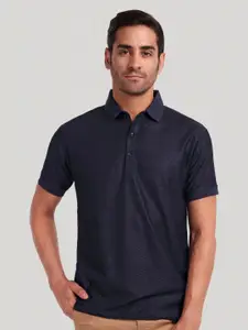 Moda Rapido Men Self Design Polo Collar Cotton T-shirt