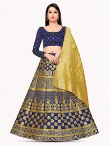 DIVASTRI Floral Woven Design Jacquard Semi-Stitched Lehenga & Unstitched Blouse & Dupatta