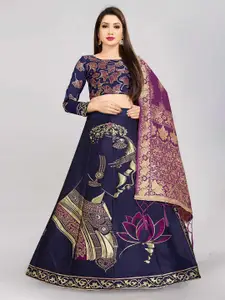 DIVASTRI Woven Design Jacquard Semi-Stitched Lehenga Choli With Banarasi Dupatta