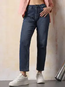 High Star Women Mom Slim Fit High-Rise Light Fade Cotton Jeans