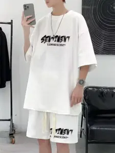 StyleCast White Printed T-shirt With Shorts