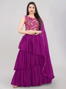 DIVASTRI Floral Embroidered Semi-Stitched Lehenga & Unstitched Choli With Dupatta