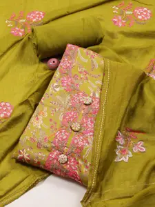 Meena Bazaar Floral Printed Sequinned Unstitched Dress Material