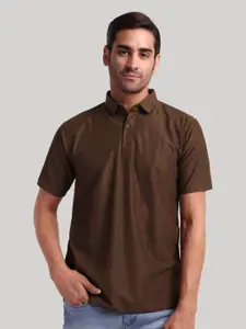 Moda Rapido Men Self Design Polo Collar Cotton T-shirt