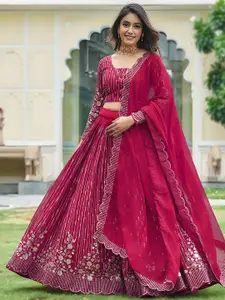 BAESD Embroidered Semi-Stitched Lehenga & Unstitched Blouse With Dupatta