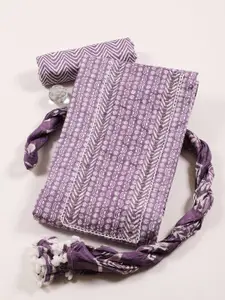 Meena Bazaar Geometric Embroidered Mirror Work Cotton Unstitched Dress Material