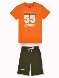 Gini and Jony Boys Printed Round Neck Pure Cotton T-shirt with Shorts