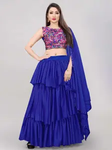 DIVASTRI Floral Embroidered Thread Work Semi-Stitched Lehenga Choli