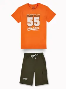 Gini and Jony Boys Printed Round Neck Pure Cotton T-shirt With Shorts