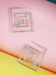 Priyaasi Silver Plated Geometric Shaped Drop Earrings