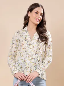 Moda Rapido Women Classic Floral Semi Sheer Printed Formal Shirt
