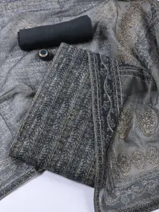 Meena Bazaar Floral Printed Zari Chanderi Silk Unstitched Dress Material