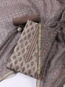 Meena Bazaar Floral Embroidered Sequinned Cotton Unstitched Dress Material